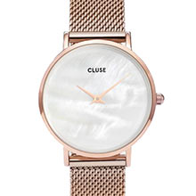 Montre femme Cluse Minuit La Perle Mesh Rose Gold White Pearl - vue V1